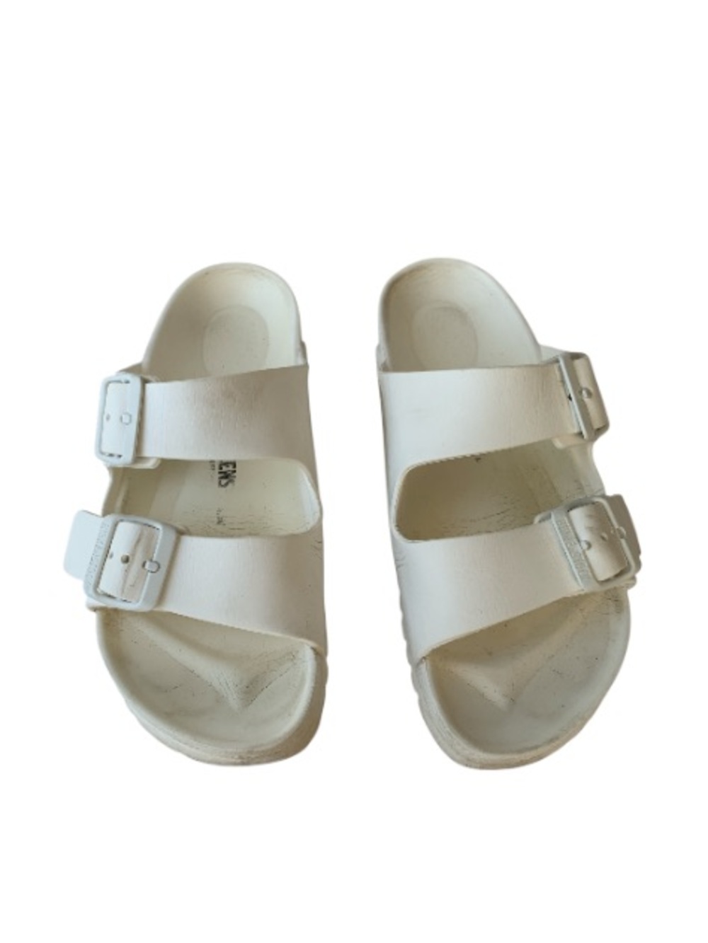 Birkenstock White Two-Strap EVA Slide Sandals, Sz 37 (6.5 US)